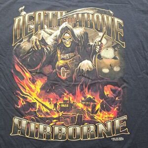 Y2K  Design Men Shirt Size XXXL Black Army Military Airborne USA Graphic Skull